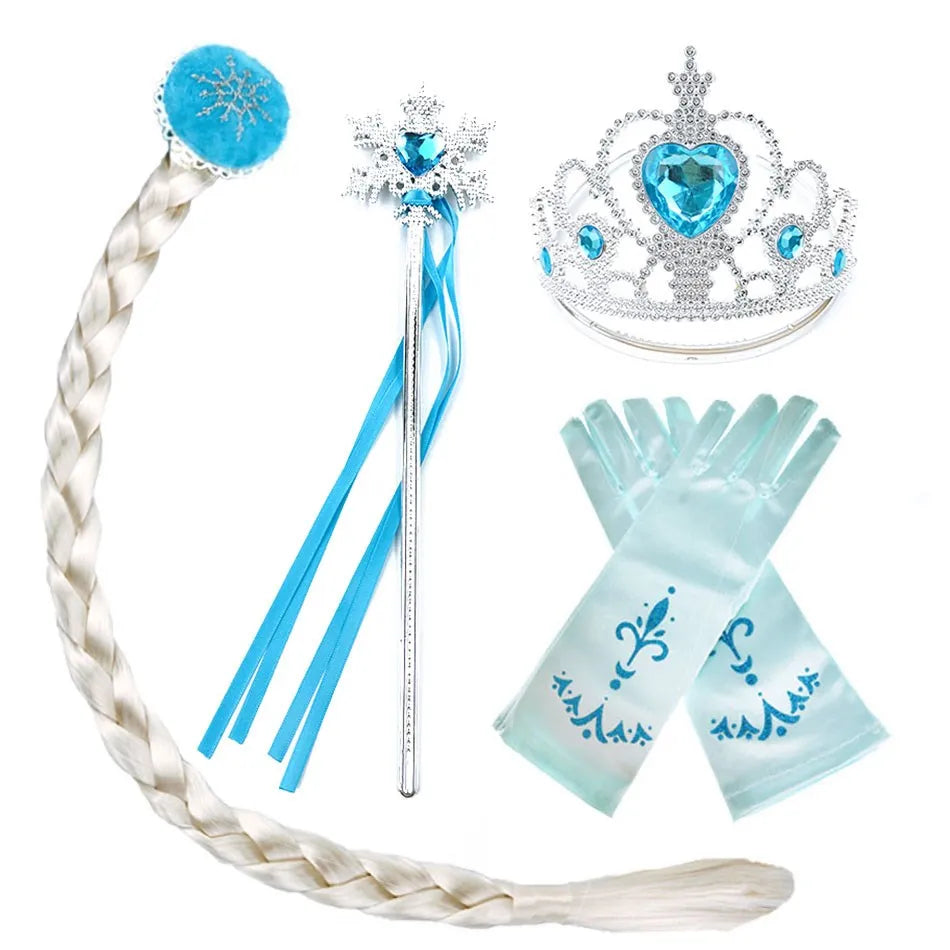 Children Snow Queen Princess Dress Winter Girl Elsa Costume Carnival Birthday Holiday Party Dress Kids New Outfit Clothes 2025