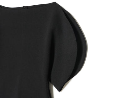 Women Vintage Black Short Puff Sleeve Shirts O Neck Asymmetrical Hem Blouse 2026 Spring Trend High Street Lady Chic Tops