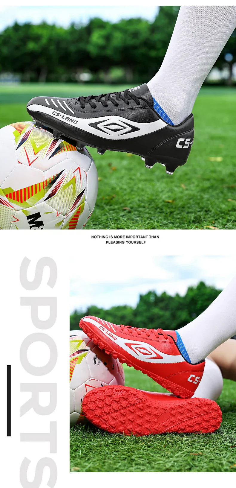 New Men Football Boots Breathable Professional Soccer Shoes Turf Outdoor Non-slip Long Spikes Adult Ultralight Training Futsal