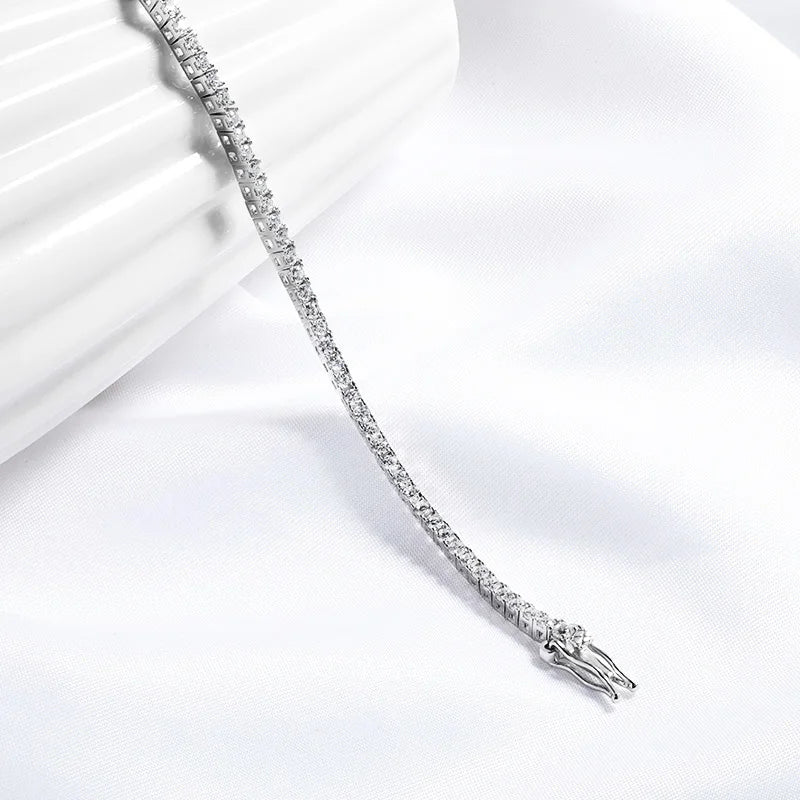 2MM D Color 100% Real Moissanite Tennis Bracelet for Women Lab Diamond Original Silver 925 Jewelry Hip Hop Party Chain
