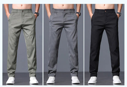 2025 Spring Thin Brand Men's Lyocell Pants Casual Business Straight Elastic Waist Comfortable Trousers Pants for Male