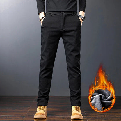 Winter Men Fleece Brand Jeans Fashion Soft Stretch Black Biker Masculino Denim Trousers Thick Velvet  Warm Pants Overalls