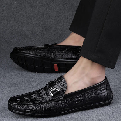 Genuine Leather Men Casual Shoes Luxury Brand New Mens Loafers Moccasins Breathable Slip on Black Driving Shoes Plus Size 37-45