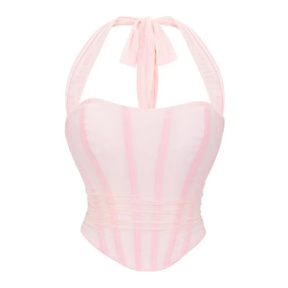 Corset Halter Crop Top Women Camisole Short Cropped Tank Tops Summer Sexy Elegant Nightclub Evening Party Female Clothes