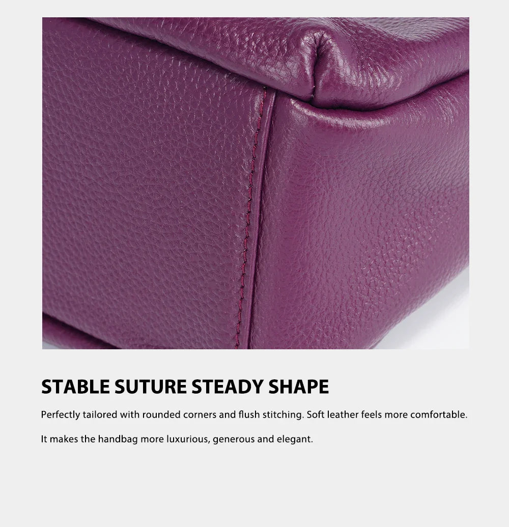 Elegant Genuine Leather Women's Shoulder Bag Trendy Crossbody Messenger Bag for Ladies Dark Red Blue 100% Satchels Hobo