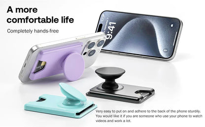 Universal Magnetic Wallet With Expanding Phone Grip,Phone Card Holder Solid SocketWallet For IPhone Samsung Wallets