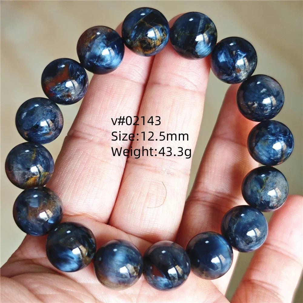 Natural Blue Pietersite Bracelet Women Men Beads Round Beads Chatoyant Cat Eye Fire Pietersite Namibia AAAAAA