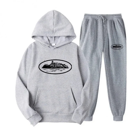 Loose Unisex Fleece-lined Printed Sweatshirt Hoodie Set Devil Prisoner Pattern New Female Casual Comfortable T