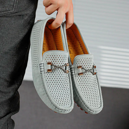 Mens Casual Shoes Genuine Leather Man Loafers Slip on Flats Lightweight Mens Driving Shoes Lazy Shoes