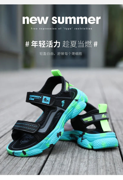 2025 Summer Boys Soft Sandals Fashion Children Shoes Autumn Light Cartoon Sandalias Flat Beach 4-12 Years Old Kids Shoes 12yrs