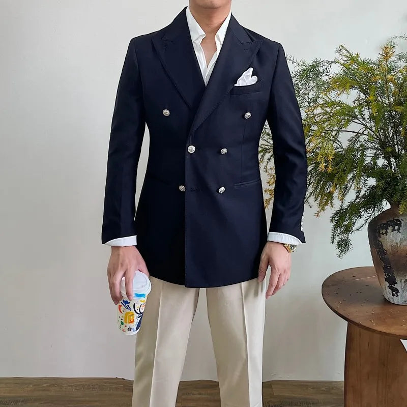 Suit For Mens Groom's Wedding 1 Pieces Slim Fit Blazer Wide Shawl Lapel Luxury Men Suit Custom Made Tuxedo Gold Button
