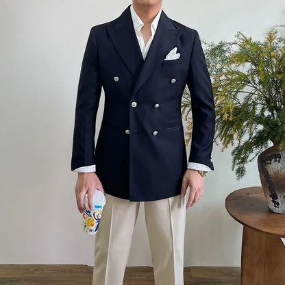 Suit For Mens Groom's Wedding 1 Pieces Slim Fit Blazer Wide Shawl Lapel Luxury Men Suit Custom Made Tuxedo Gold Button