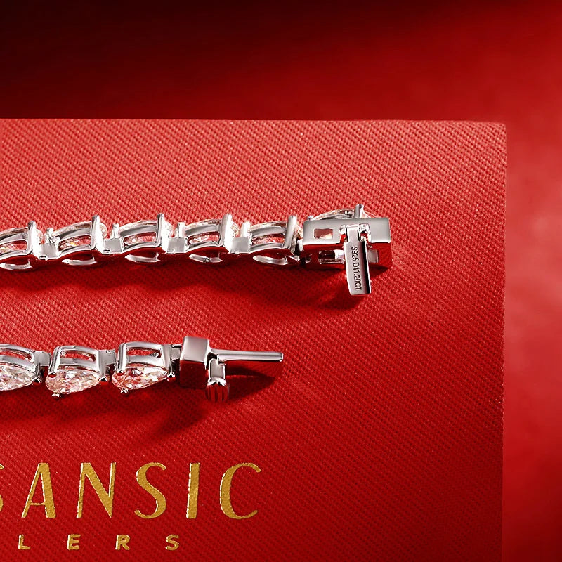 3*5MM D Color Full Water Water Drop Moissanite Bracelet 100% 925 Sterling Silver For Women Party Fine Jewelry