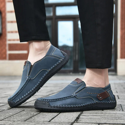Handmade Leather Men Shoes Casual Comfortable Slip On Loafers Men Leather Shoes Flats Moccasins Walking Shoes