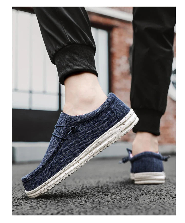 Men Casual Canvas Shoes Mens Loafers Breathable Slip on Flats Male Vulcanized Shoes Driving Shoes Plus Size 47 Walking Sneakers