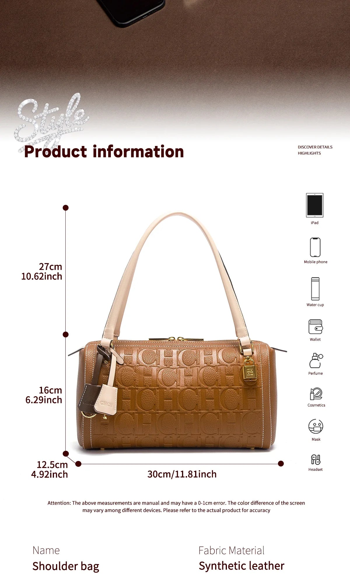 Women's Boston Bag Autumn Winter New Collection Letter Design Texture Shoulder Bags