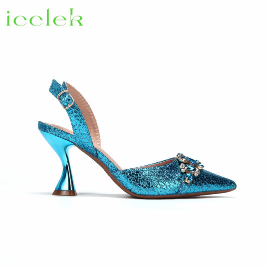 Sky Blue New Shoes and Bags Matching Set Nigerian Women Heels for Women Party Italian Design Wedding INS Design