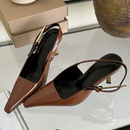 2025 Summer New Band Women Pumps Shoes Fashion Shallow Slip On Slingback Sandals Thin High Heel Dress Sexy Pumps Shoes