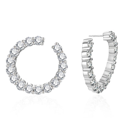 Moissanite Hool Earrings 925 Sterling Silver Passed the Diamond Test Wedding Earrings for Women Gift Fine Jewelry Band