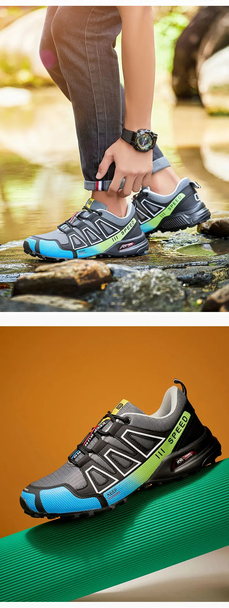 Men‘s Waterproof Hiking Shoes Outdoor Trainers Lace-up Climbing Shoes Women Trekking Sneakers Anti-slip Hunting Tactical Sneaker