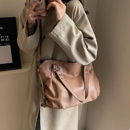 Female Hobo Handbag Large Capacity Shoulder Bags Big Stylsih Casual Tote Bag Ladies A4 Soft Leather Crossbody Bags Business Sac