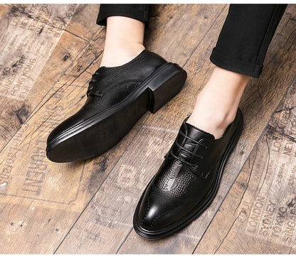 Luxury Men Brogue Dress Shoes Men Suit Casual Shoes Formal Business Leather Shoes Men Brown Wedding Italian Banquet Shoe Size 46