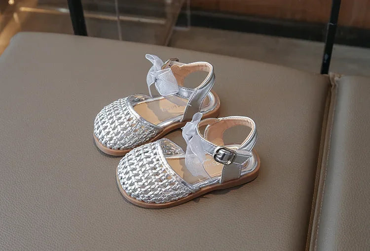 Kids Girls Shoes Children's Woven Sandals New Summer Popular Roman Shoes Children's Soft-soled Princess Shoes
