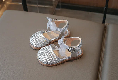 Kids Girls Shoes Children's Woven Sandals New Summer Popular Roman Shoes Children's Soft-soled Princess Shoes