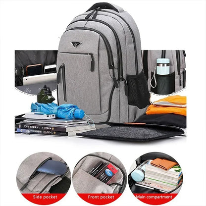 Large Capacity Backpack Men Laptop Backpacks 15.6 Oxford Black Solid High School Bags