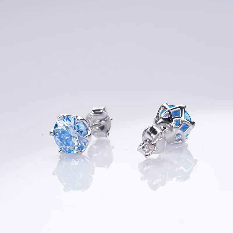 Real 1 CT D Color Moissanite Stud Earrings For Women Top Quality 925 Sterling Silver Sparkling Wedding Jewelry