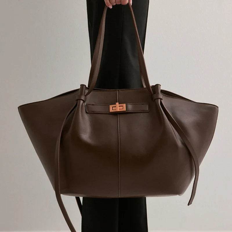 Fashion Large Capacity Trapeze Bag Designer Chic Lock Women Shoulder Bags Luxury Pu Leather Handbags Trend Underarm Bag 2025