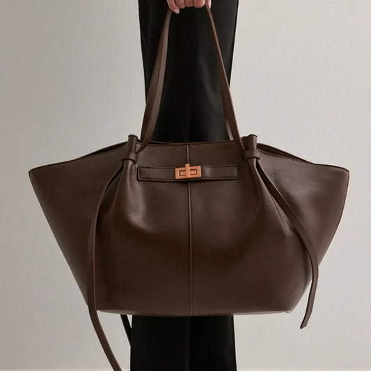Fashion Large Capacity Trapeze Bag Designer Chic Lock Women Shoulder Bags Luxury Pu Leather Handbags Trend Underarm Bag 2025