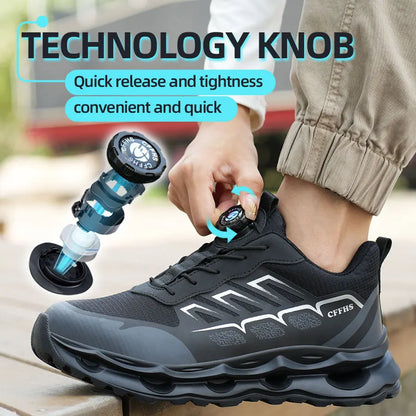 Fashion Steel Toe shoes Work Sneakers Safety Shoes Men Rotating button Protection Shoes Puncture-Proof Indestructible shoes