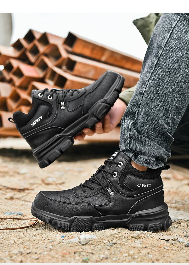 Man Safety Shoes Puncture-Proof Work Sneaker Waterproof Work Shoes Steel Toe Shoes Safety Boots Indestructible Shoes Lightweight
