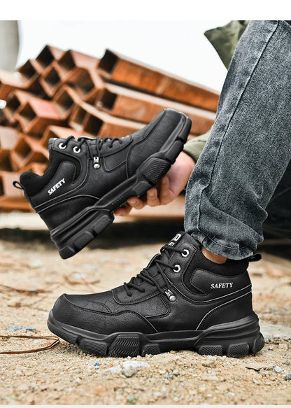 Man Safety Shoes Puncture-Proof Work Sneaker Waterproof Work Shoes Steel Toe Shoes Safety Boots Indestructible Shoes Lightweight