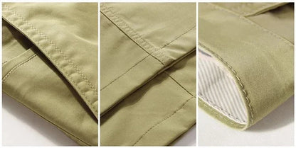 Summer Thin Autumn Thick 100% Cotton Straight Suit Pants Men's Loose Trousers Business Solid Gray Khaki Casual Brand Clothes