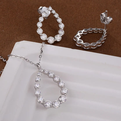 Hollow Waterdrop Full Moissanite Diamond Pendant Necklace For Women S925 Silver Plated 18k Gold Teardrop Neckchain Fine Jewelry