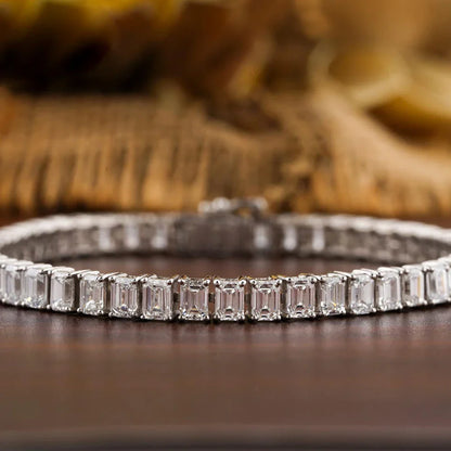 0.4/1carat Emerald Cut full Moissanite Tennis Bracelet With Certificates 925 Sterling Silver plated 18k Gold Bracelets For Women