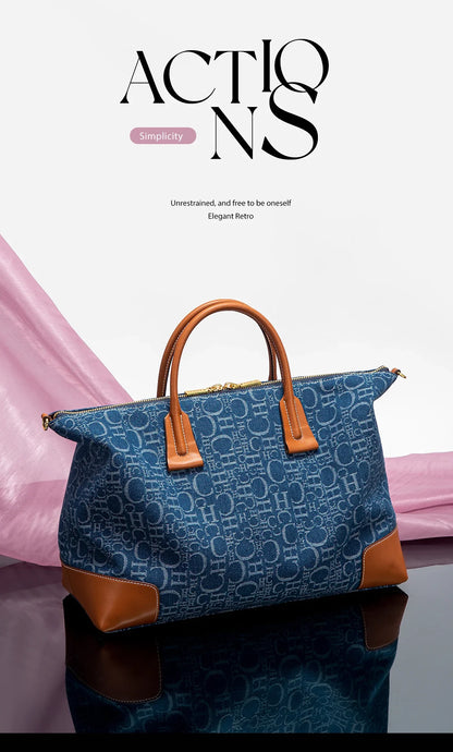 Women's Travel Bag 2025 New Cowboy Splicing Design Tote Bag Women's Large Capacity Crossbody Bag