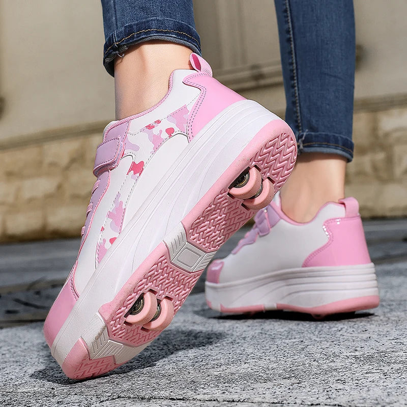 New Roller Skates Sneakers for Children Sports Shoes for Boys Retractable Skates with Removable Sheels Unisex Casual Footwear