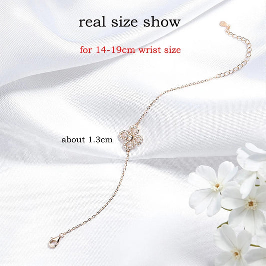 Adjustable Flower Moissanite Bracelets for Women Certified Sparkling 18k Plated Ear Jewelry 100% 925 Sterling Silver