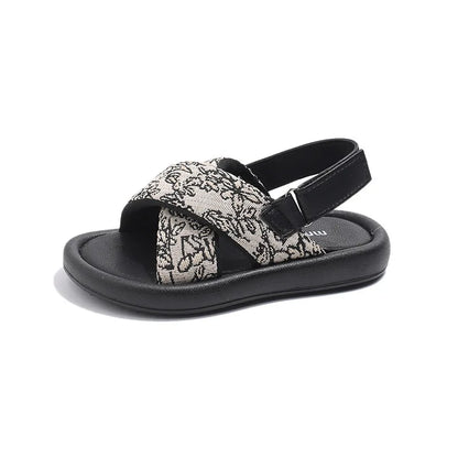 2026 Girls' Sandals Summer New Korean Version Little Girls All Design Sense Cross Strap Beach Sandals Comfort Daily Kids Sandals