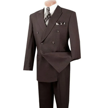 Brown Double Breasted Men Suit Gentlemen Peak Lapel Business Smart Casual 2 Piece Jacket Pants Male Clothing High Quality Blazer