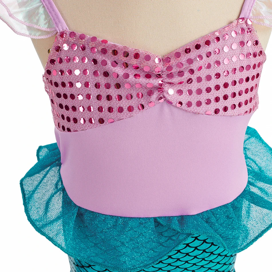 Girls Little Mermaid Aurora Costume Children Ariel Sleeping Beauty Dress Kids Peach Wedding Pink Fantasy Princess Disguise
