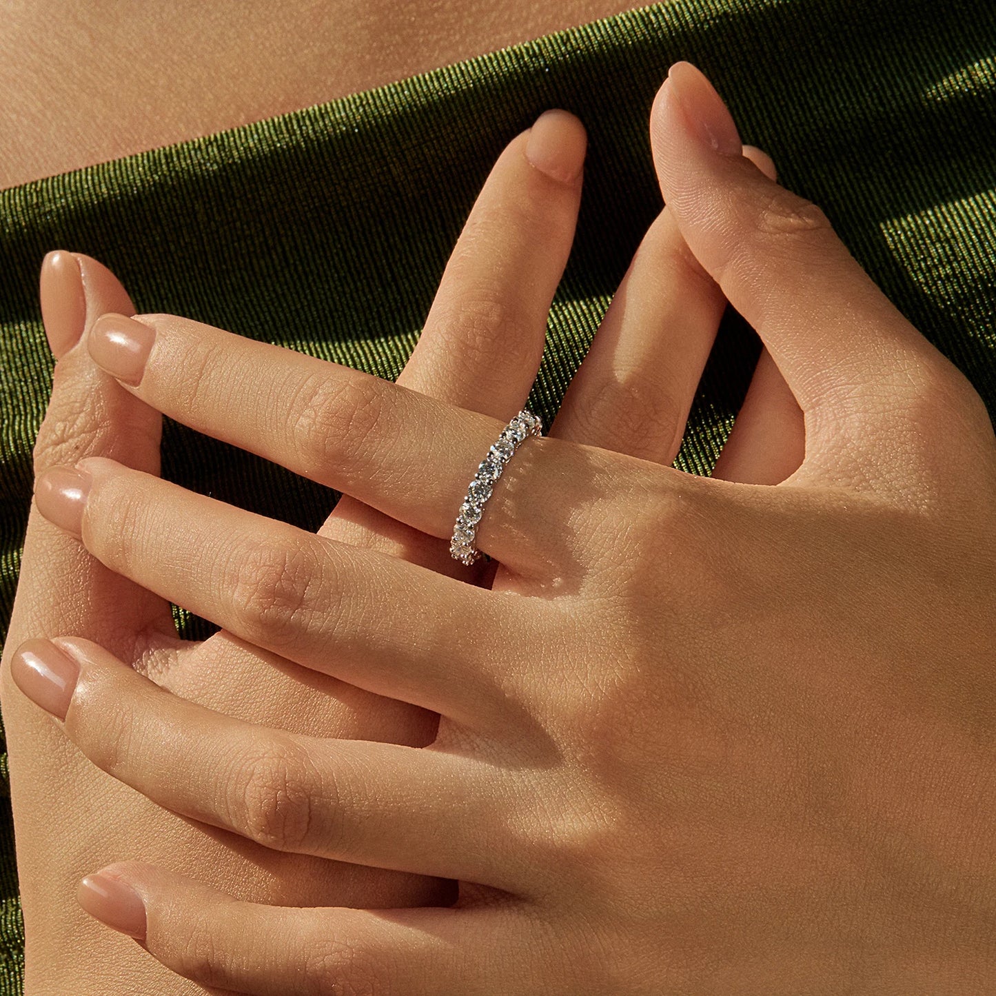 D Color Moissanite Eternity Band Rings 925 Sterling Silver Luxury Stackable Fashion Ring For Women Fine Jewelry