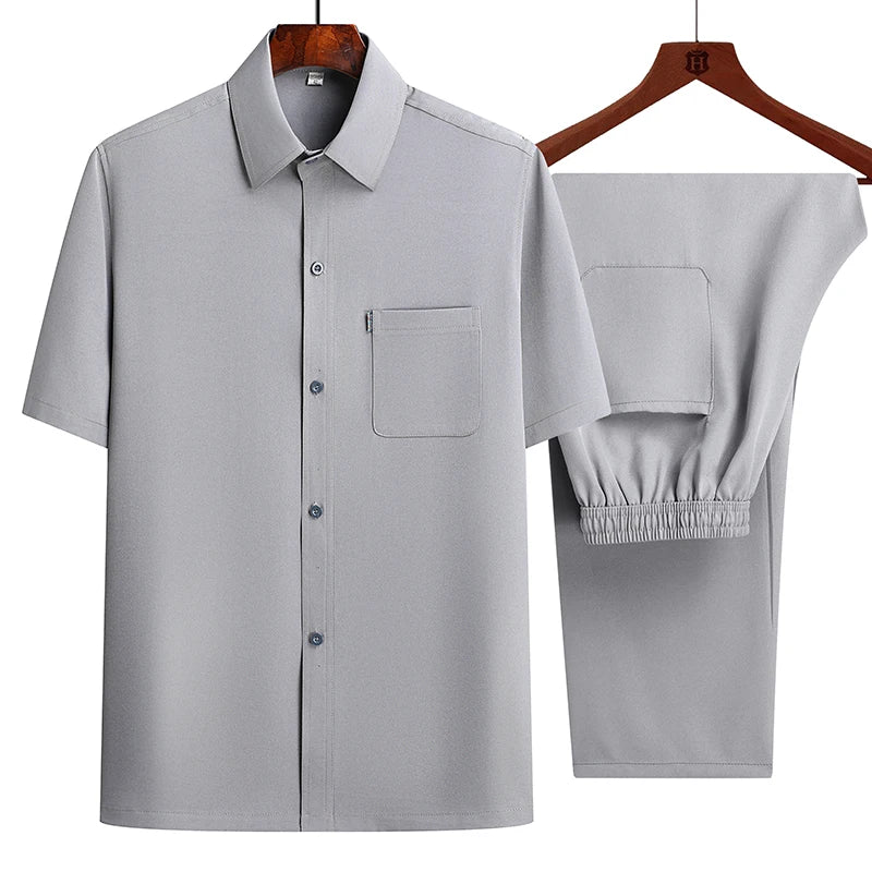 Shirts + Pants 2025 summer new style Sportswear Men's Casual Sets Male Fashion Chinese style shirts and trousers M-4XL
