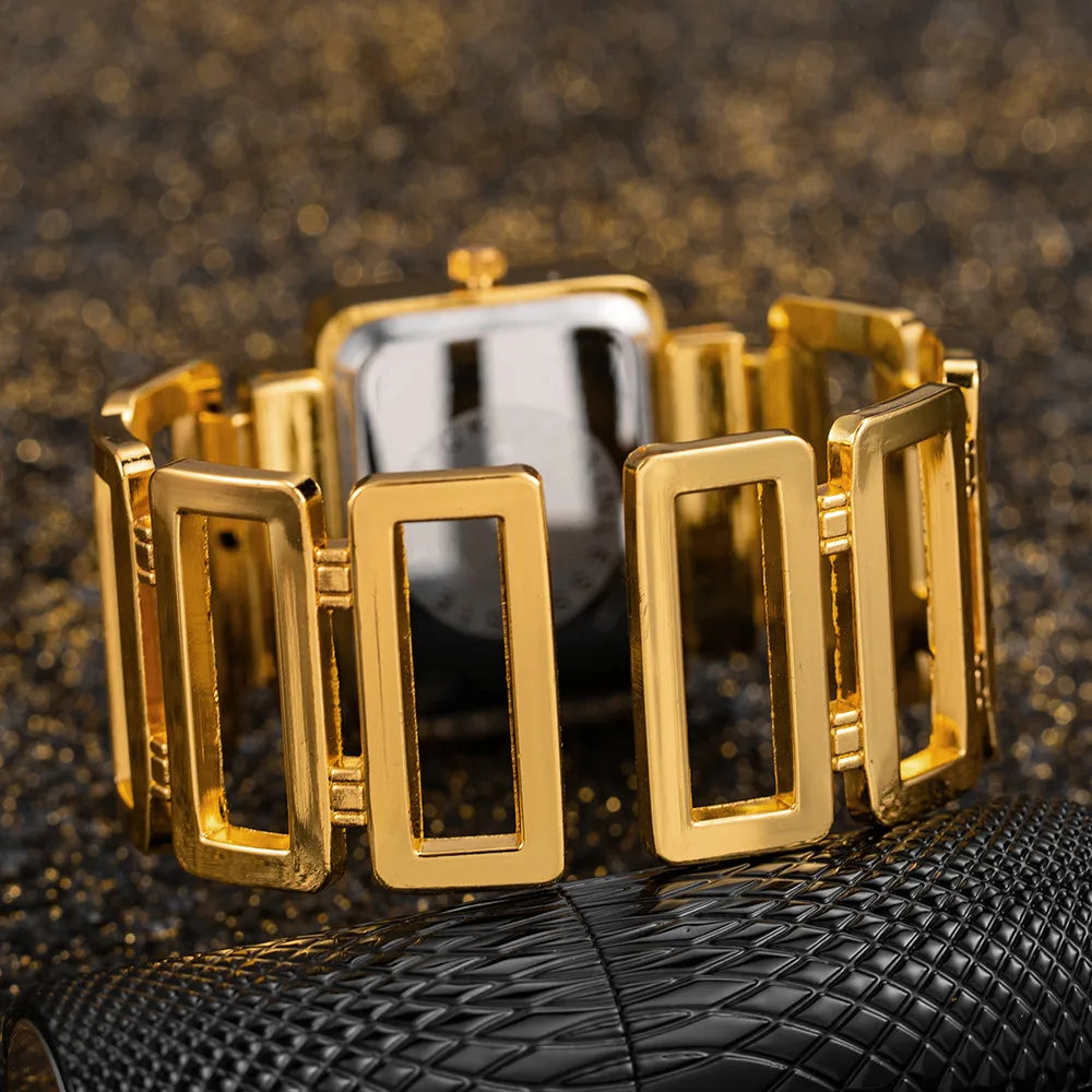 Rectangle Ladies Wristwatch Gold Silver Bangle Watches for Women Rhinestone Hollow Steel Quartz Female FashionClock