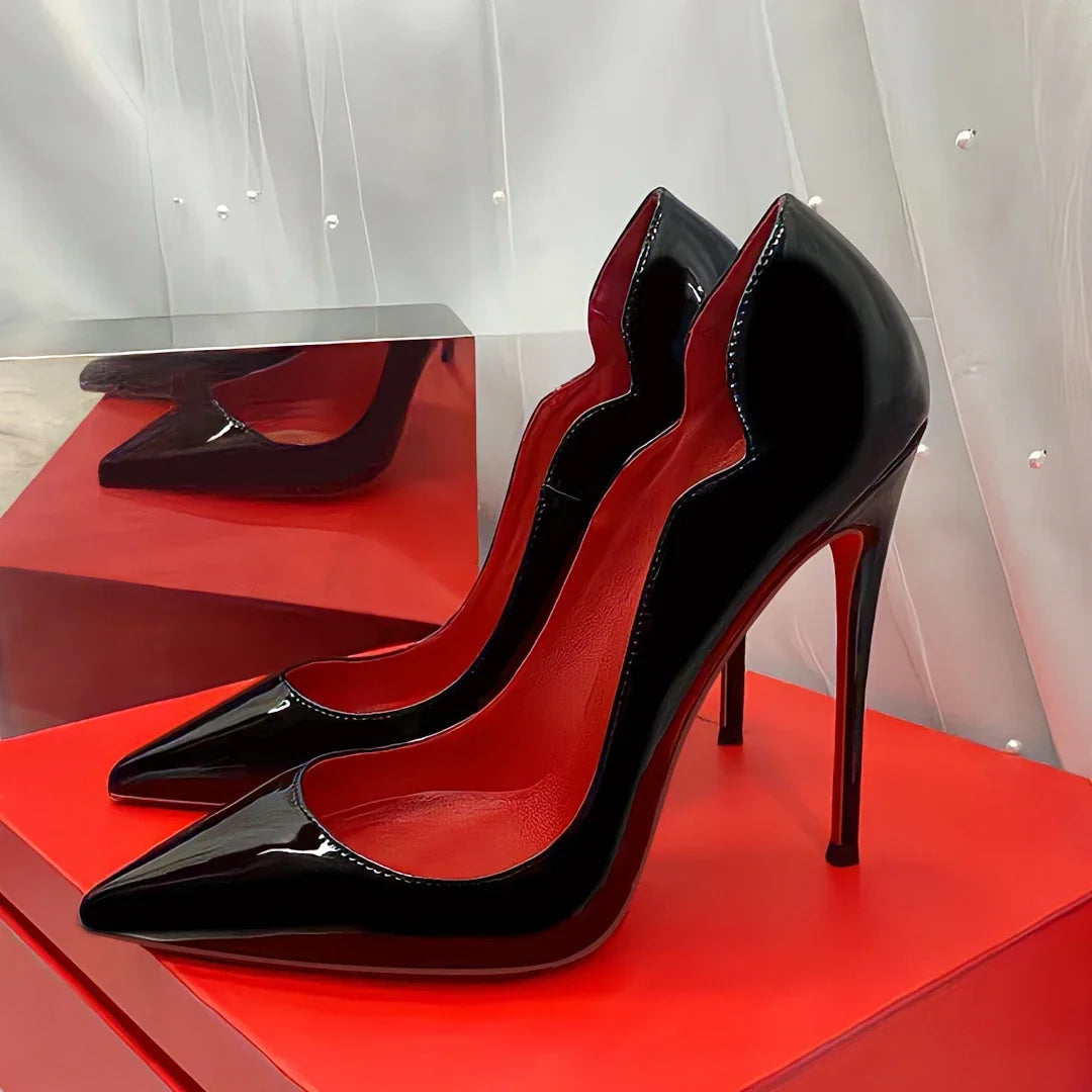 2025 New 12cm Black Extra Thin Heels  High Heels Super Shallow Mouth Women's Large Professional Single Shoes34-46