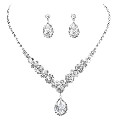 Diamond Jewelry Set Explosion Flash Pendant Necklace Female Earrings Set