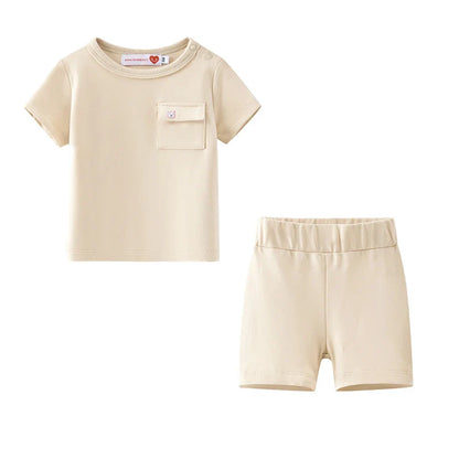 Family clothes with pockets summer label design children's boy and girls dress shirts baby set teenage skirt set